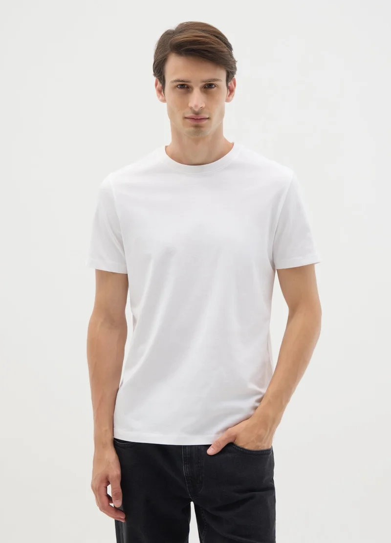 Ovs WHITE PURE COTTON REGULAR FIT T-SHIRT